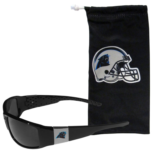 NFL - Carolina Panthers Chrome Wrap Sunglasses and Bag-Sunglasses, Eyewear & Accessories,NFL Eyewear,Carolina Panthers Eyewear-JadeMoghul Inc.