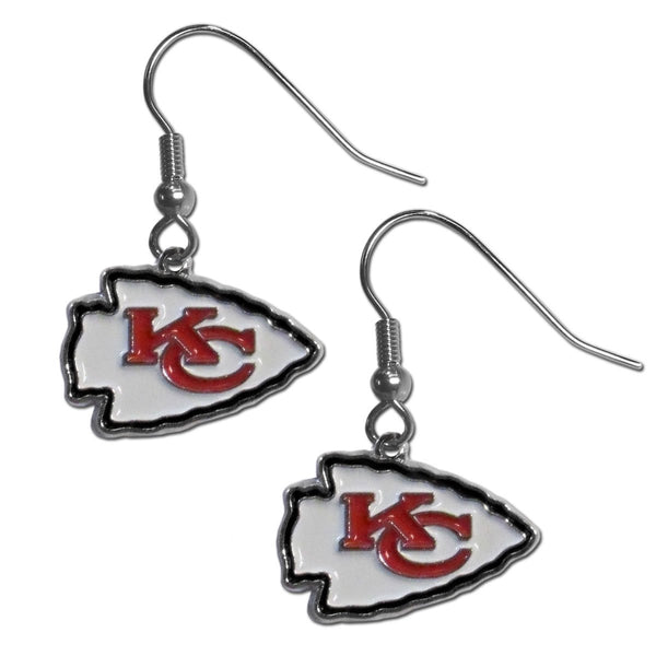NFL - Kansas City Chiefs Chrome Dangle Earrings-Jewelry & Accessories,Earrings,Dangle Earrings,Dangle Earrings,NFL Dangle Earrings-JadeMoghul Inc.