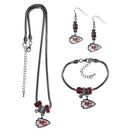 NFL - Kansas City Chiefs Euro Bead Jewelry 3 piece Set-Jewelry & Accessories,NFL Jewelry,Kansas City Chiefs Jewelry-JadeMoghul Inc.