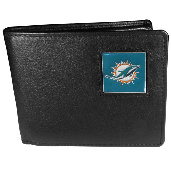 NFL - Miami Dolphins Leather Bi-fold Wallet-Wallets & Checkbook Covers,Bi-fold Wallets,Window Box Packaging,NFL Bi-fold Wallets-JadeMoghul Inc.
