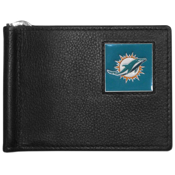 NFL - Miami Dolphins Leather Bill Clip Wallet-Wallets & Checkbook Covers,Bill Clip Wallets,NFL Bill Clip Wallets-JadeMoghul Inc.