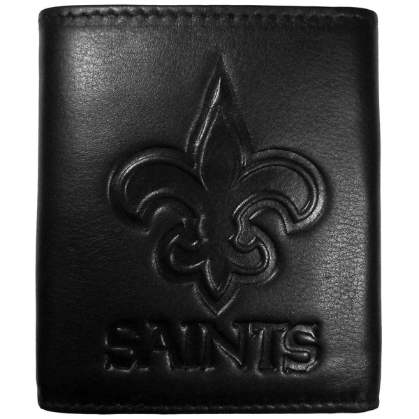 NFL - New Orleans Saints Embossed Leather Tri-fold Wallet-Wallets & Checkbook Covers,NFL Wallets,NFL Tri-fold Wallets,Leather Tri-fold Wallets-JadeMoghul Inc.