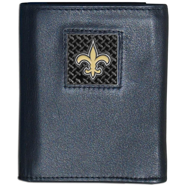 NFL - New Orleans Saints Gridiron Leather Tri-fold Wallet Packaged in Gift Box-Wallets & Checkbook Covers,Tri-fold Wallets,Deluxe Tri-fold Wallets,Gift Box Packaging,NFL Tri-fold Wallets-JadeMoghul Inc.