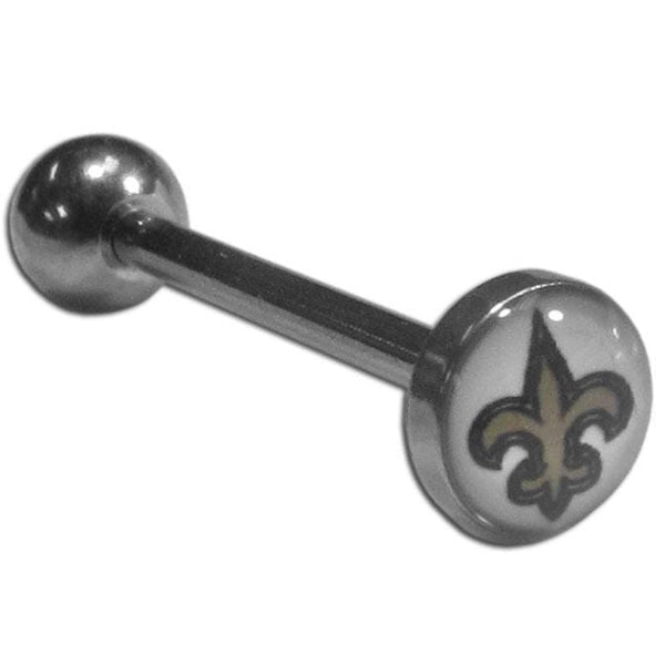 NFL - New Orleans Saints Inlaid Barbell Tongue Ring-Jewelry & Accessories,Body Jewelry,Tongue Rings, Inlaid Tongue Rings,NFL Inlaid Tongue Rings-JadeMoghul Inc.