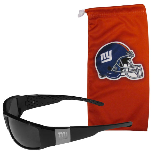 NFL - New York Giants Etched Chrome Wrap Sunglasses and Bag-Sunglasses, Eyewear & Accessories,NFL Eyewear,New York Giants Eyewear-JadeMoghul Inc.
