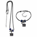 NFL - New York Giants Euro Bead Necklace and Bracelet Set-Jewelry & Accessories,NFL Jewelry,New York Giants Jewelry-JadeMoghul Inc.