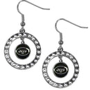 NFL - New York Jets Rhinestone Hoop Earrings-Jewelry & Accessories,Earrings,Rhinestone Hoop Earrings,NFL Rhinestone Hoop Earrings-JadeMoghul Inc.