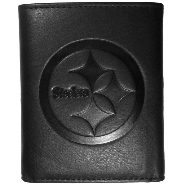 NFL - Pittsburgh Steelers Embossed Leather Tri-fold Wallet-Wallets & Checkbook Covers,NFL Wallets,NFL Tri-fold Wallets,Leather Tri-fold Wallets-JadeMoghul Inc.