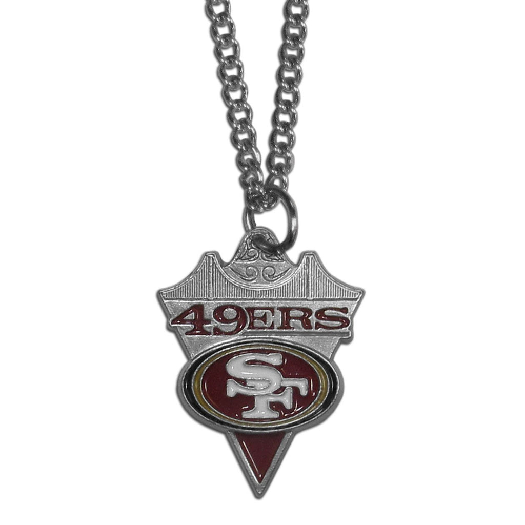 True Fans San Francisco 49ers Diamond Accent Football Necklace in Sterling  Silver