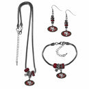 NFL - San Francisco 49ers Euro Bead Jewelry 3 piece Set-Jewelry & Accessories,NFL Jewelry,San Francisco 49ers Jewelry-JadeMoghul Inc.