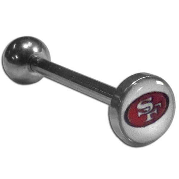 NFL - San Francisco 49ers Inlaid Barbell Tongue Ring-Jewelry & Accessories,Body Jewelry,Tongue Rings, Inlaid Tongue Rings,NFL Inlaid Tongue Rings-JadeMoghul Inc.