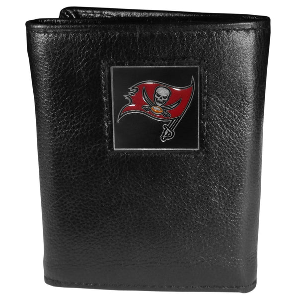 NFL - Tampa Bay Buccaneers Deluxe Leather Tri-fold Wallet Packaged in Gift Box-Wallets & Checkbook Covers,Tri-fold Wallets,Deluxe Tri-fold Wallets,Gift Box Packaging,NFL Tri-fold Wallets-JadeMoghul Inc.