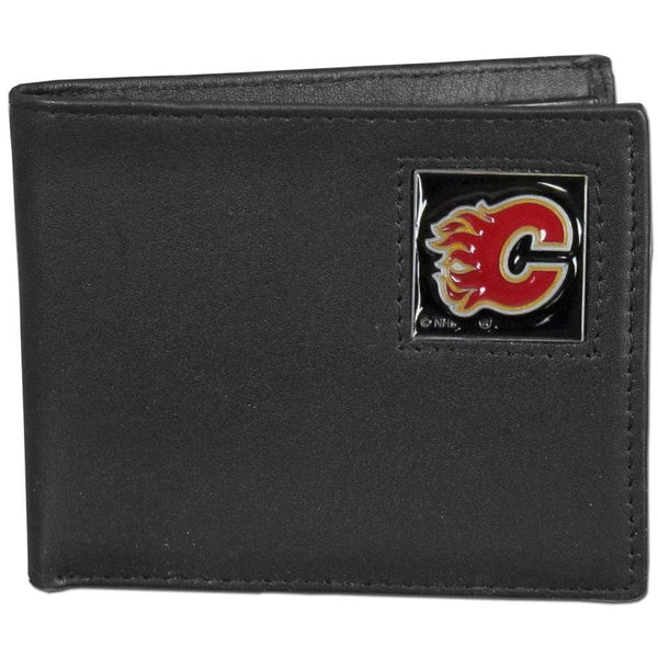 NHL - Calgary Flames Leather Bi-fold Wallet-Wallets & Checkbook Covers,Bi-fold Wallets,Window Box Packaging,NHL Bi-fold Wallets-JadeMoghul Inc.