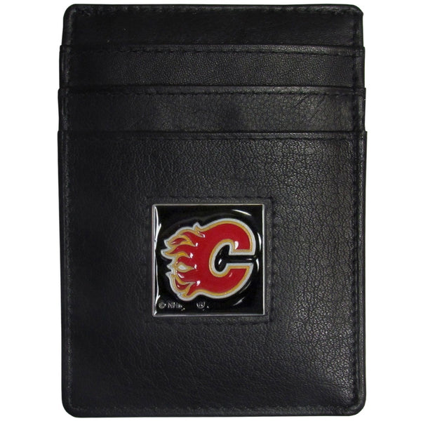 NHL - Calgary Flames Leather Money Clip/Cardholder-Wallets & Checkbook Covers,Money Clip/Cardholders,Window Box Packaging,NHL Money Clip/Cardholders-JadeMoghul Inc.
