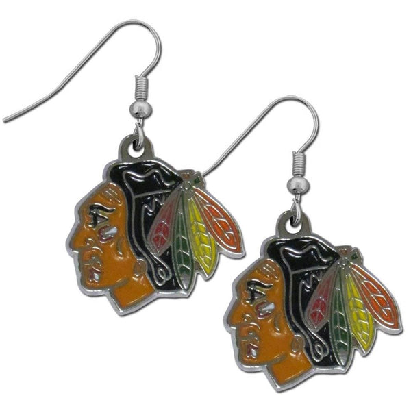 NHL - Chicago Blackhawks Chrome Dangle Earrings-Jewelry & Accessories,Earrings,Dangle Earrings,Dangle Earrings,NHL Dangle Earrings-JadeMoghul Inc.
