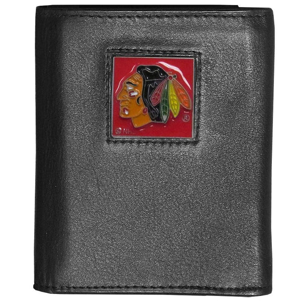 NHL - Chicago Blackhawks Deluxe Leather Tri-fold Wallet-Wallets & Checkbook Covers,Tri-fold Wallets,Deluxe Tri-fold Wallets,Window Box Packaging,NHL Tri-fold Wallets-JadeMoghul Inc.