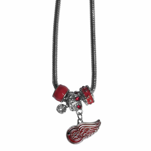 NHL - Detroit Red Wings Euro Bead Necklace-Jewelry & Accessories,Necklaces,Euro Bead Necklaces,NHL Euro Bead Necklaces-JadeMoghul Inc.