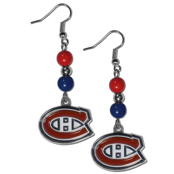 NHL - Montreal Canadiens Fan Bead Dangle Earrings-Jewelry & Accessories,Earrings,Fan Bead Earrings,NHL Fan Bead Earrings-JadeMoghul Inc.