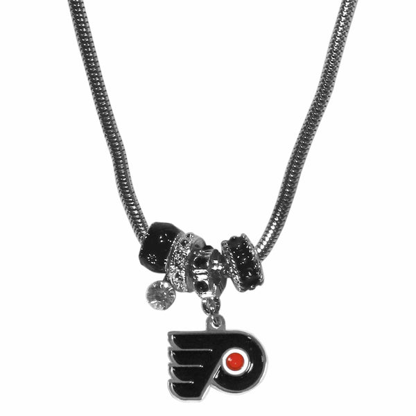 NHL - Philadelphia Flyers Euro Bead Necklace-Jewelry & Accessories,Necklaces,Euro Bead Necklaces,NHL Euro Bead Necklaces-JadeMoghul Inc.