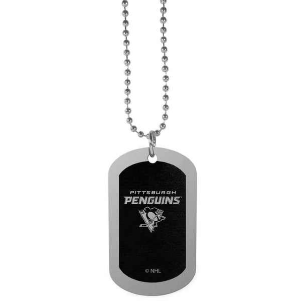 NHL - Pittsburgh Penguins Chrome Tag Necklace-Jewelry & Accessories,Necklaces,Chrome Tag Necklaces,NHL Chrome Tag Necklaces-JadeMoghul Inc.