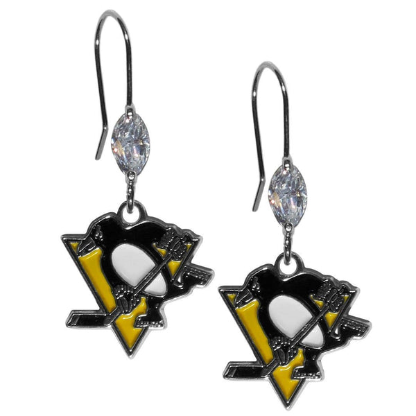NHL - Pittsburgh Penguins Crystal Dangle Earrings-Jewelry & Accessories,Earrings,Crystal Dangle Earrings,NHL Crystal Earrings-JadeMoghul Inc.