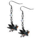 NHL - San Jose Sharks Crystal Dangle Earrings-Jewelry & Accessories,Earrings,Crystal Dangle Earrings,NHL Crystal Earrings-JadeMoghul Inc.