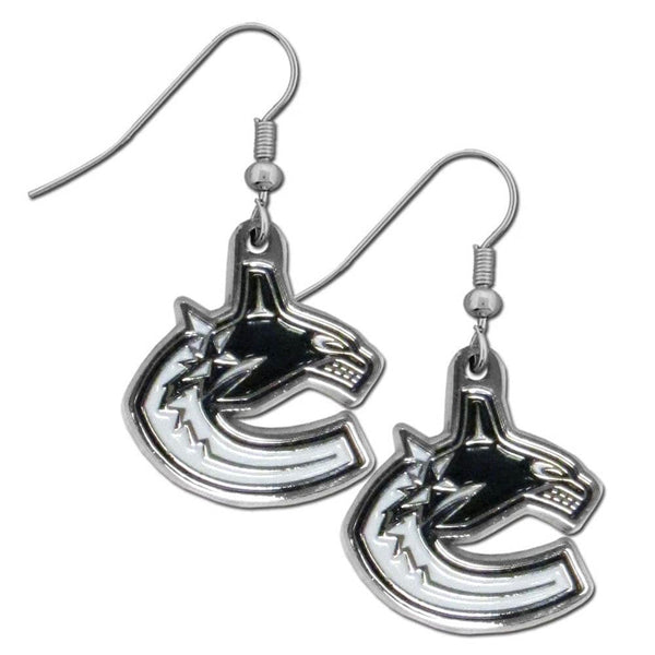 NHL - Vancouver Canucks Chrome Dangle Earrings-Jewelry & Accessories,Earrings,Dangle Earrings,Dangle Earrings,NHL Dangle Earrings-JadeMoghul Inc.