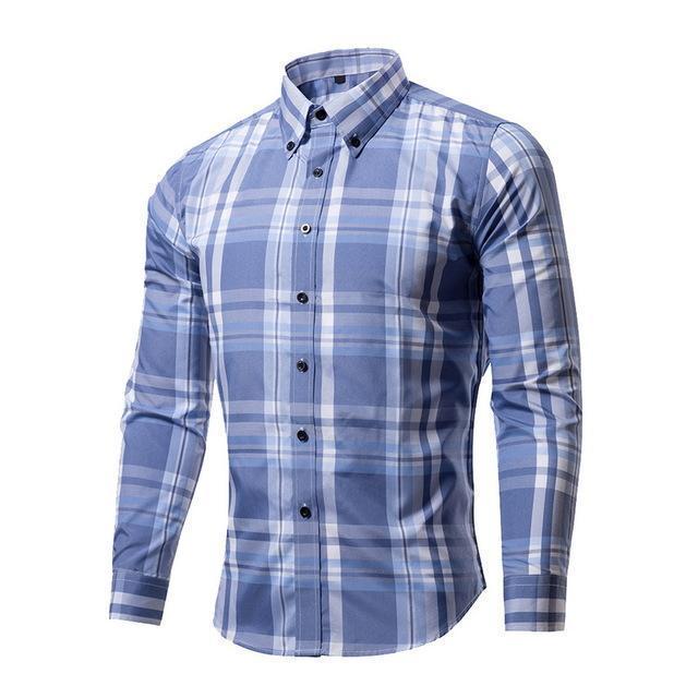 Nibesser 2018 Dress Plaid Business Men Shirts Long Sleeve Classic Camisa Shirt Masculina Shirts Casual Slim Fit Chemise Homme-25-XL-JadeMoghul Inc.