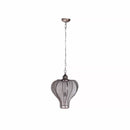 Nice Looking Crown Iron Hanging Light Fixture, Gray-Pendant Lighting-Gray-Iron-JadeMoghul Inc.