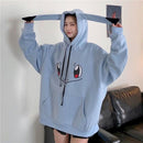 NiceMix Women Autumn Thick Loose Sweatshirt Harajuku Letters Printed Lovely Frog Casual Hooded Hoodies Pullover Female Thicken C AExp