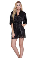Night Dress For Women Lace Trim Silk Sleep Robe With Lace Trim