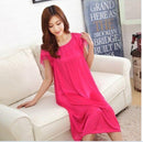 Night Dress For Women - Short Sleeves Silk Night Gown