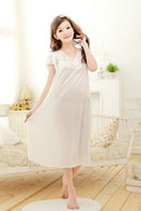 Night Dress For Women V Neck Lace Trimmed Silk Night Gown