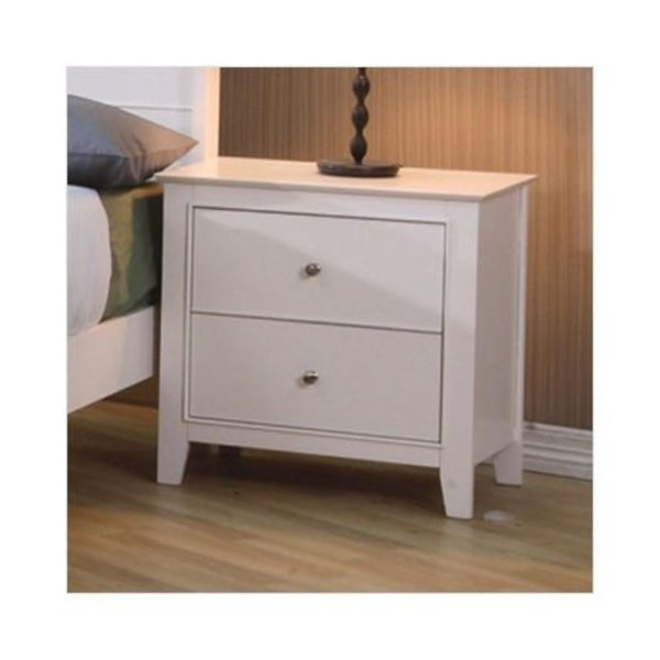 Nightstands and Bedside Tables Nightstand With 2 Drawers, White Benzara