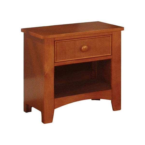 Nightstands and Bedside Tables Omnus Wood Night Stand, Oak Finish Benzara