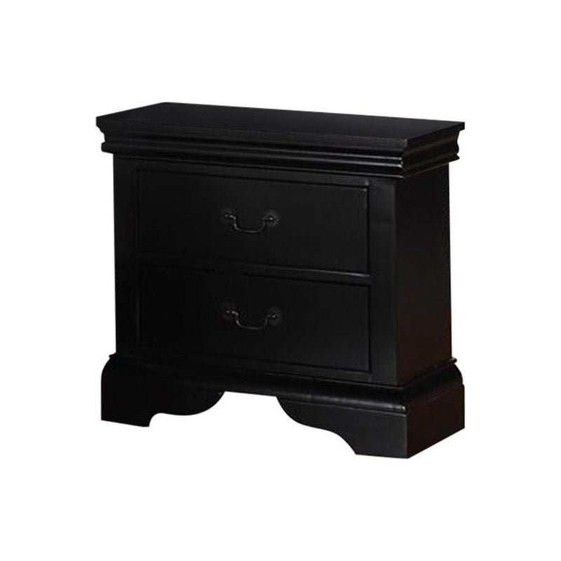 Nightstands and Bedside Tables Pine Wood Night Stand,Black Benzara