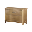 Nightstands and Bedside Tables Pine Wood Night Stand With Two Drawers, Gold Benzara