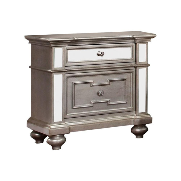 Nightstands and Bedside Tables Salamanca Contemporary Night Stand In Silver Benzara
