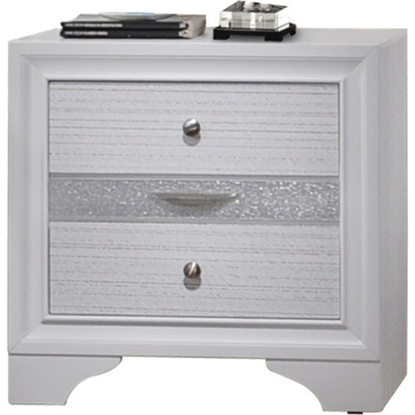 Nightstands and Bedside Tables Stylish 3 Drawers Wood Nightstand By Naima , White Benzara