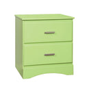 Transitional 2 Drawers Wooden Night Stand With Metal Handles, Glossy Green