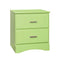 Transitional 2 Drawers Wooden Night Stand With Metal Handles, Glossy Green