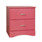 Transitional 2 Drawers Wooden Night Stand With Metal Handles, Glossy Pink