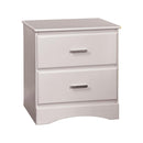 Transitional 2 Drawers Wooden Night Stand With Metal Handles, Glossy White
