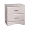 Transitional 2 Drawers Wooden Night Stand With Metal Handles, Glossy White