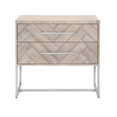 Two Drawers Nightstand, Natural Gray