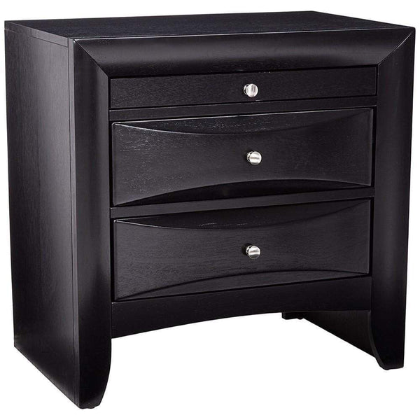 Nightstands and Bedside Tables Wooden 2 Drawer Nightstand with tray, Black Benzara
