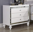 Wooden Night Stand With 3 Drawers In White