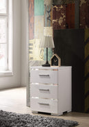 Nightstands Wood Nightstand - 15" X 18" X 25" White (High Gloss) Wood Veneer (Paper) Nightstand HomeRoots