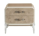 Nightstands Wood Nightstand - 18" X 28" X 25" Vintage Beige PU Wood Upholstered (Front) Metal Leg Veneer (Melamine) Nightstand HomeRoots