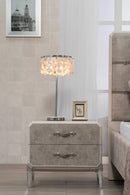 Nightstands Wood Nightstand - 18" X 28" X 25" Vintage Beige PU Wood Upholstered (Front) Metal Leg Veneer (Melamine) Nightstand HomeRoots